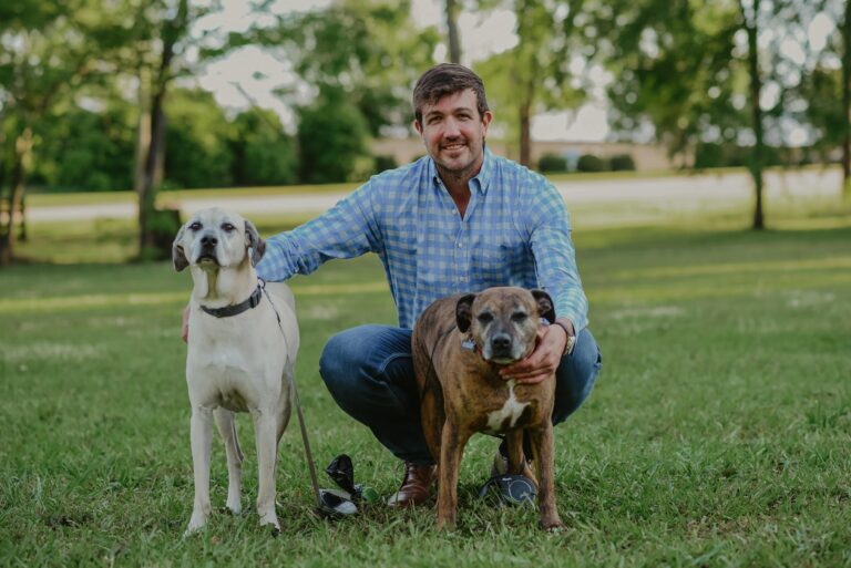 Brock Nix with his dogs